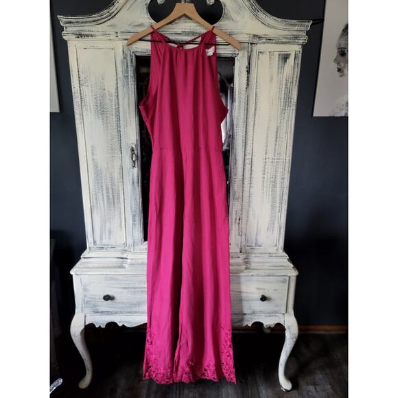 NWT Anthropologie Pink Linen Jumpsuit - Size 16 - Picture 6 of 6